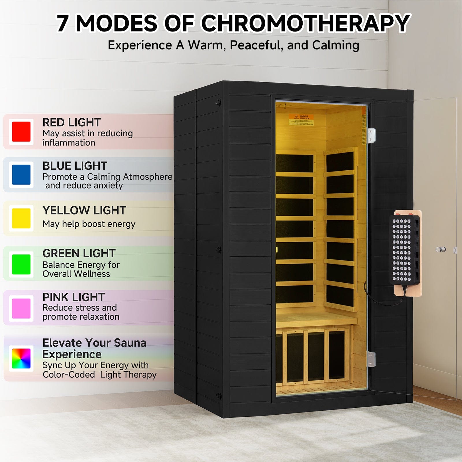 Real Relax Sports&Fitness RealRelax® S-01-3P Full Spectrum 2-Person Infrared Sauna Black
