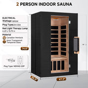 Real Relax Sports&Fitness RealRelax® S-01-3P Full Spectrum 2-Person Infrared Sauna Black