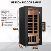 Real Relax Sports&Fitness RealRelax® S-02-1P Full Spectrum 1-Person Infrared Sauna Black
