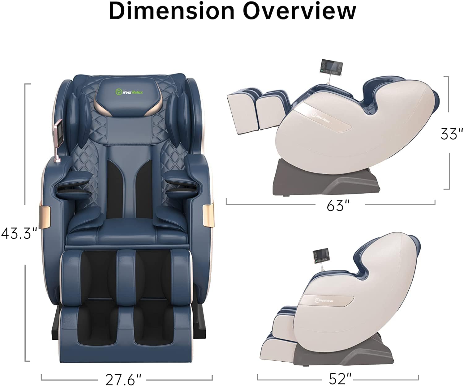 Real Relax Massage Chair Real Relax®  Favor-03 ADV Massage Chair Blue Refurbished