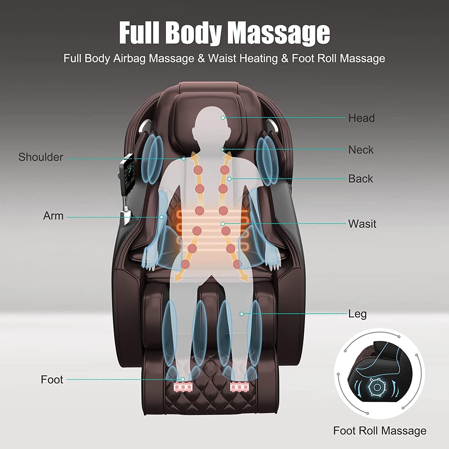 Real Relax Massage Chair Real Relax® Favor-06 Massage Chair Brown Refurbished