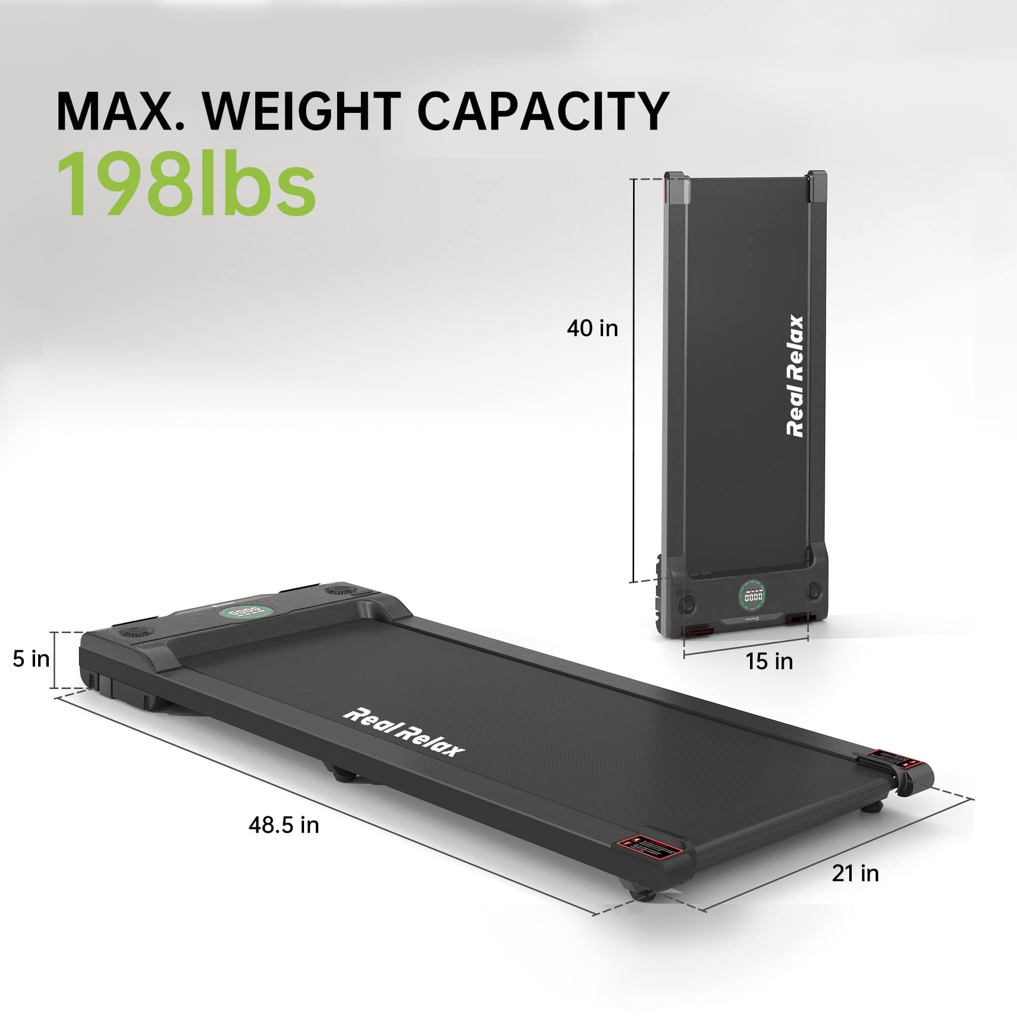 Real Relax Sports&Fitness Real Relax Under Desk Treadmill, Slim Walking Pad Space Saving Motorized Treadmill for Home Office Workout, No Installation Required