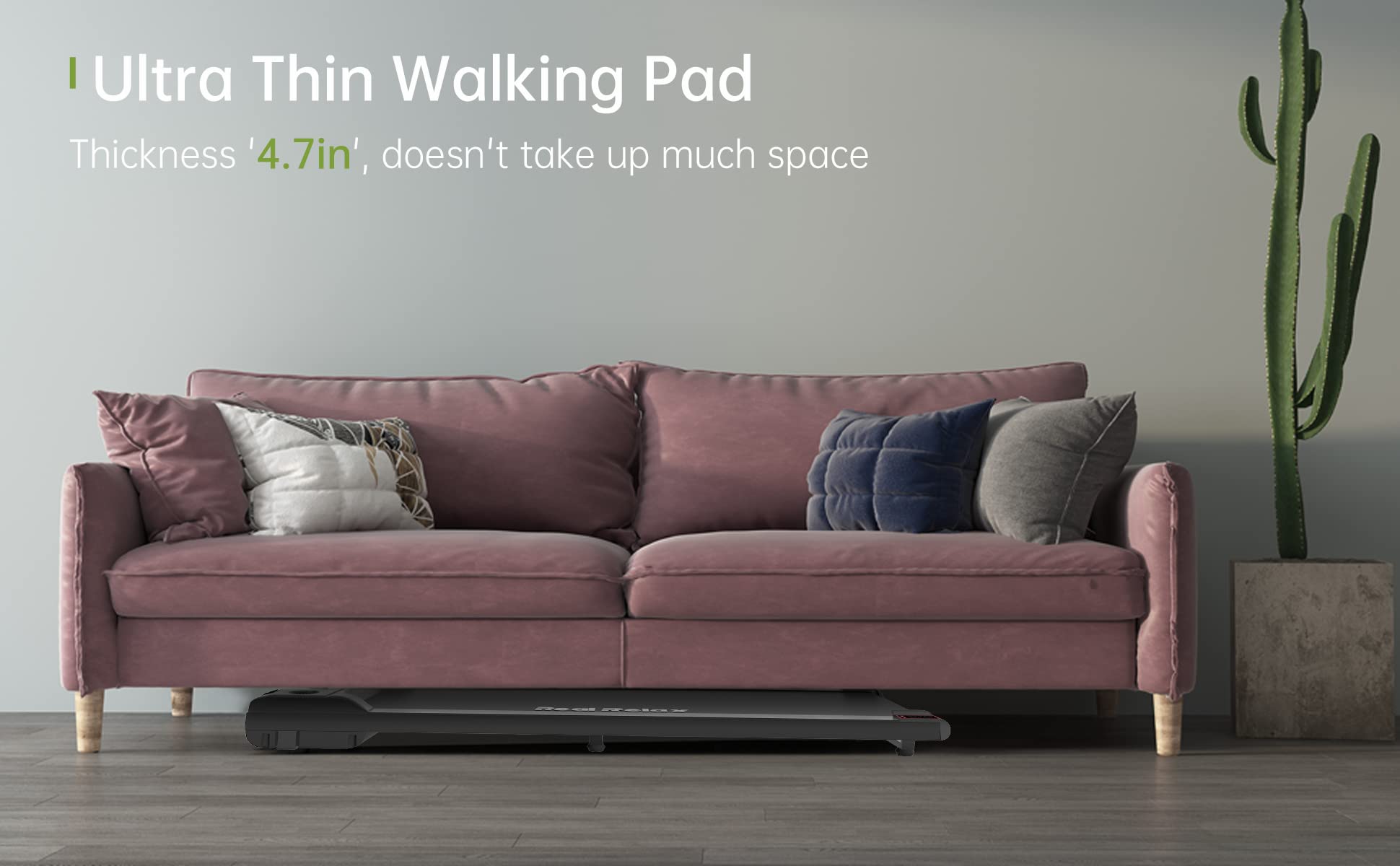 Real Relax Sports&Fitness Real Relax Under Desk Treadmill, Slim Walking Pad Space Saving Motorized Treadmill for Home Office Workout, No Installation Required